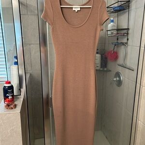 Ribbed Knit Brown Dress